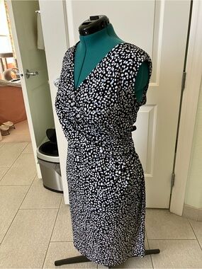 Joe Fresh Black, Pink and White Printed Sheath Dress 1X